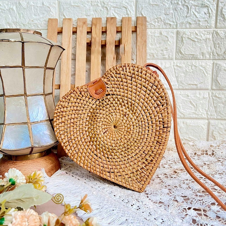 Rattan Bag Boho Heart Brown 39.99 each