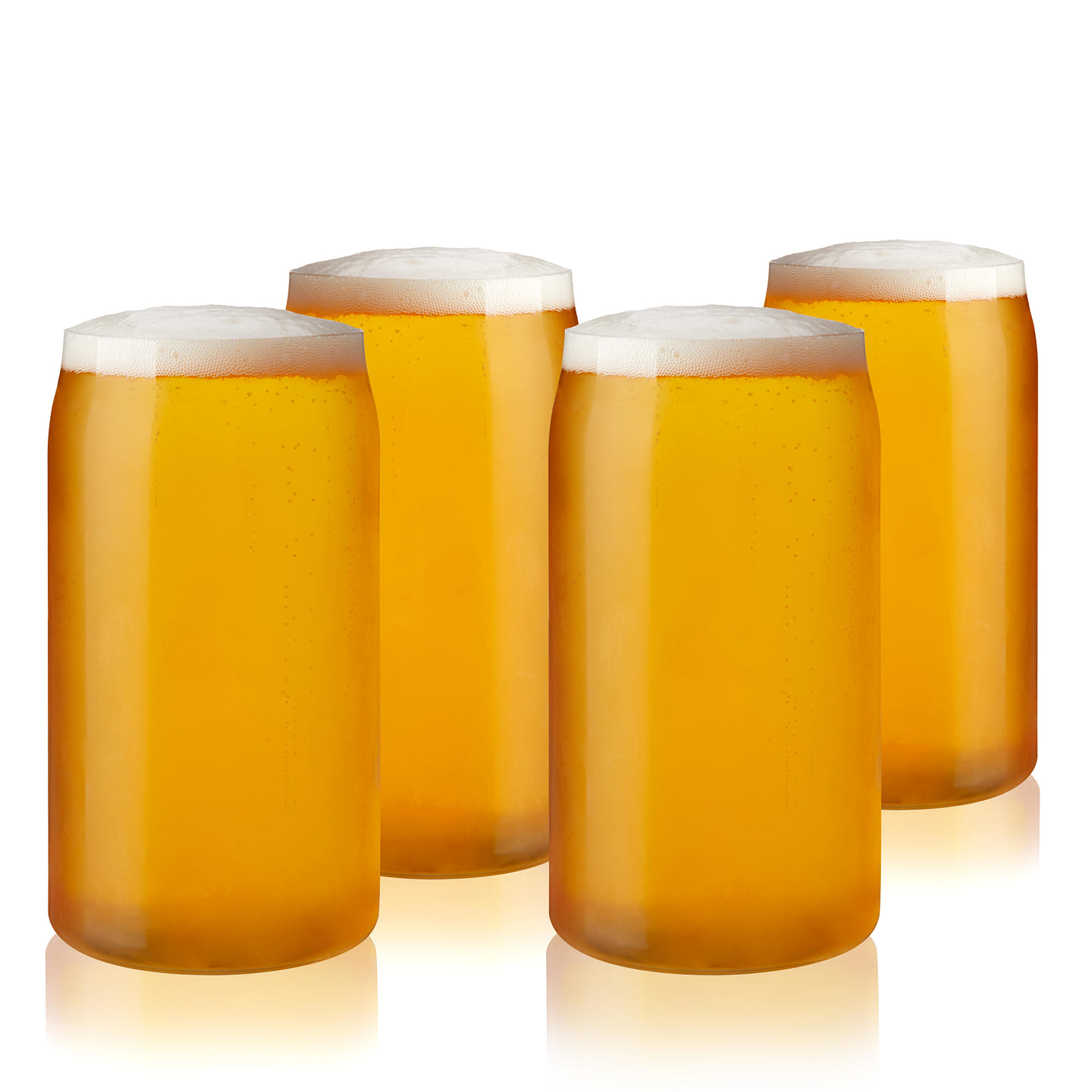 True Beer Can Pint Glass, Clear Glass Beer Cup, Set of 4, Holds 16 Ounces, Dishwasher Safe, Beer Can Shape, Tapered Lip, Craft Beer Glass 16 oz
