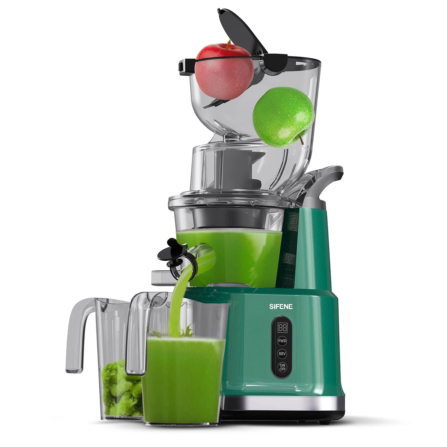 SIFENE 200W Cold Press Juicer Machine, 83mm Wide Mouth for Whole Fruit, Green 1 count