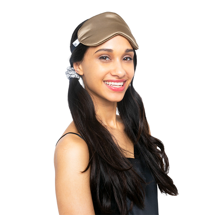 Beauty Silk Eye Mask with Velvet Band (19 Momme) Classic / Caramel