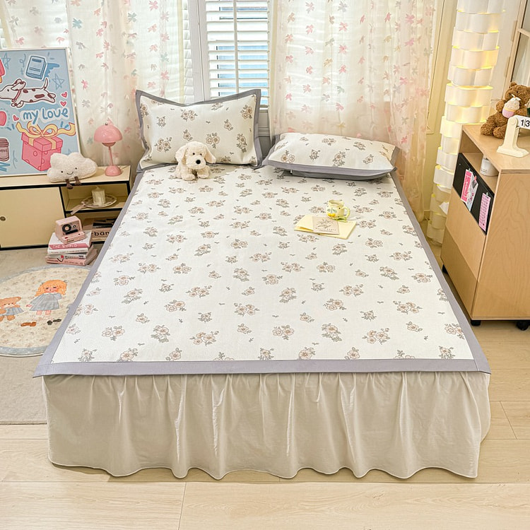 冰丝藤席凉席三件套 Queen Size 一朵小花