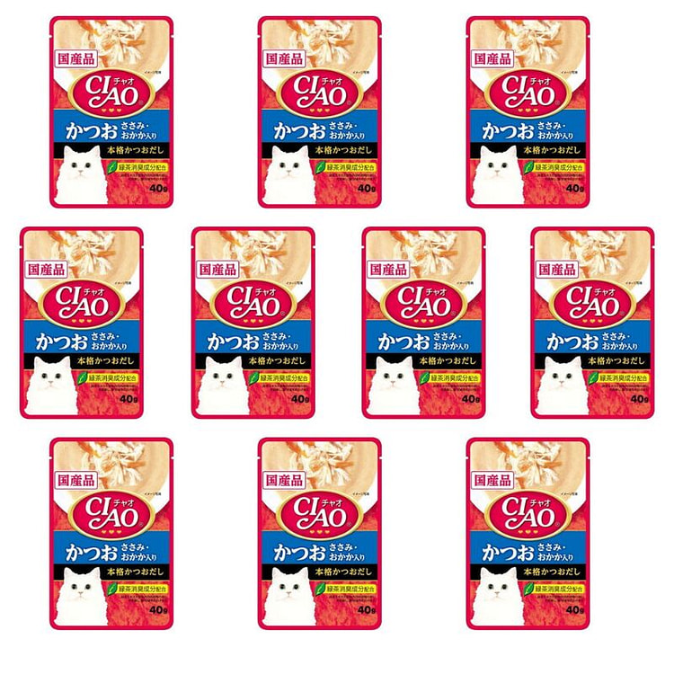 Inabao Cat Snacks Bonito Flakes Rice 40g*10 bags