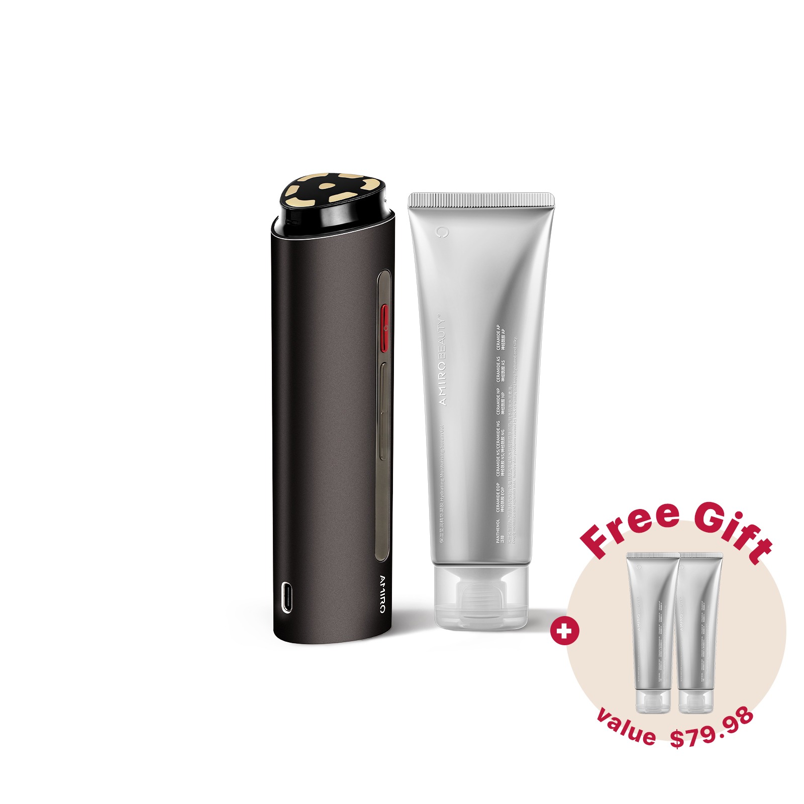 Get AMIRO R1 PRO Facial RF Skin Tightening Device Black with 70ml