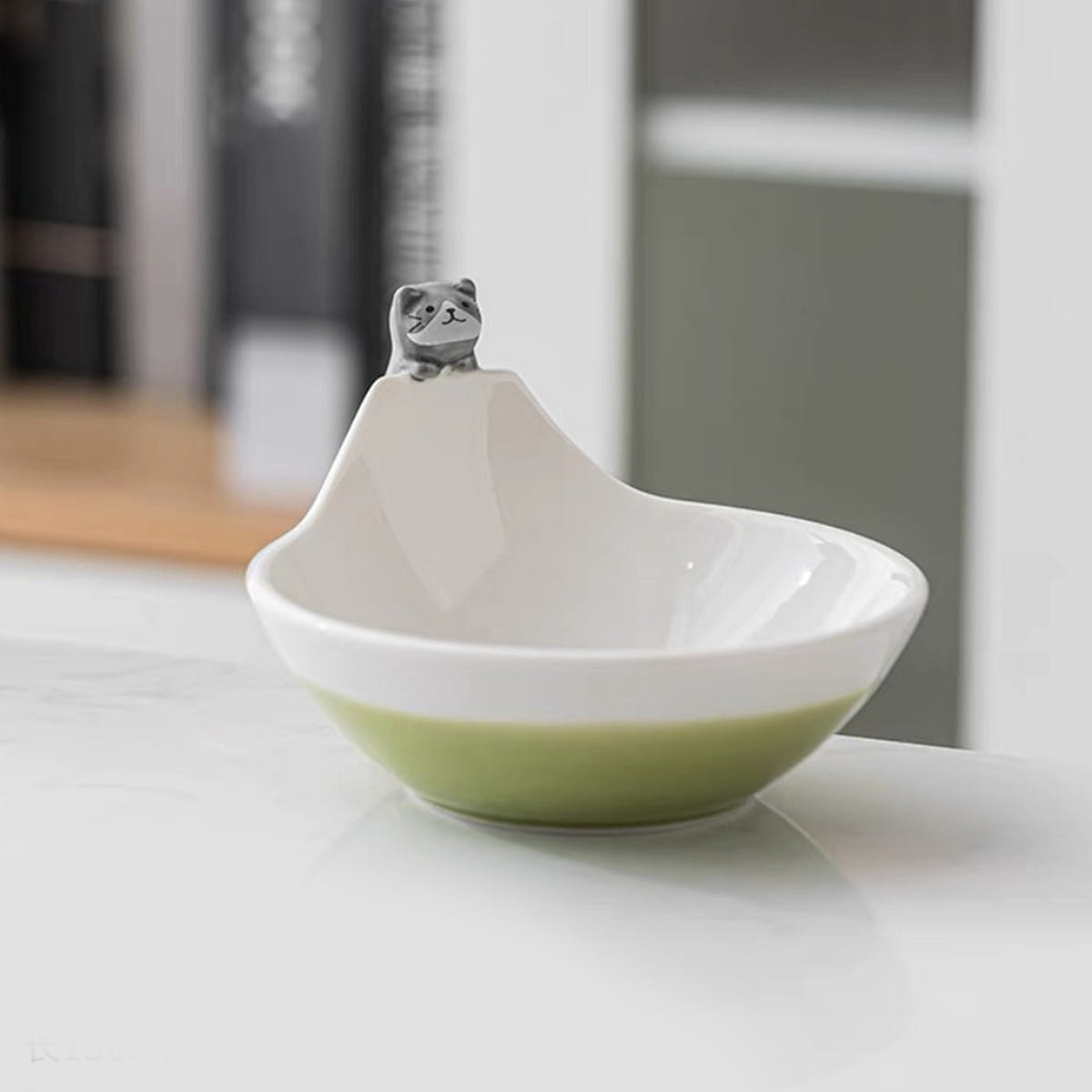 5.7 Original Cat Ceramic bowl – Green 1 each