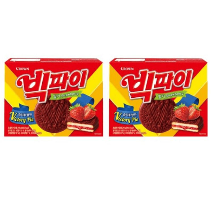 [Korea Direct] Crown Big Pie Strawberry 216g, 2 ea