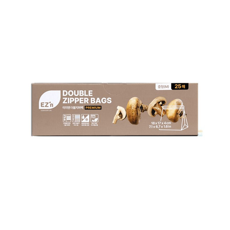 [EZ'n] Premium Double Zipper Bags - M 25PCS 1 each