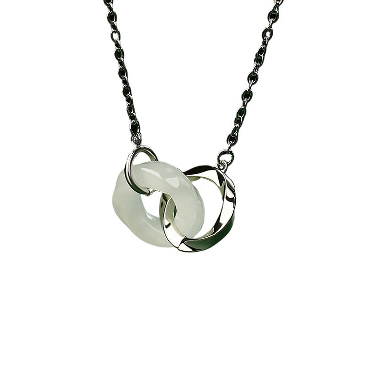 Links Hotan Jade Necklace Silver 13 * 12mm 1 box