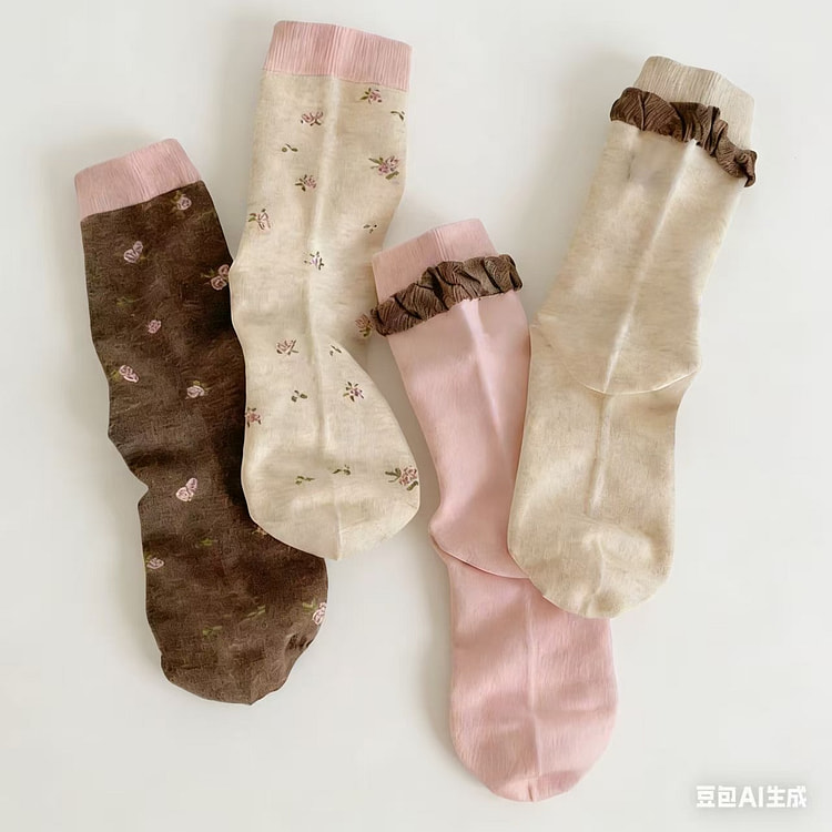 Yalu retro floral women's socks 34g * 4 pairs/1 se 136 g