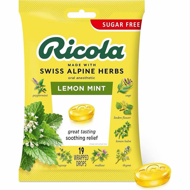 Ricola Sugar Free Lemon Mint Herbal Cough drops 1 pack