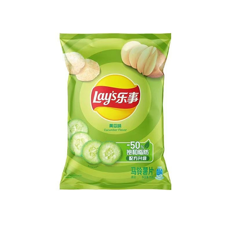 Lay's potato chips 75g bag classic bag raw cut fresh cucumber hot casual sn