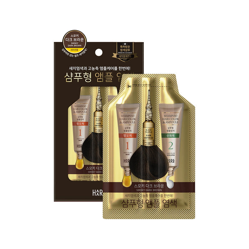 HAARAZ Smoky Dark Brown ShampooHair Color&Ampoule 1 each