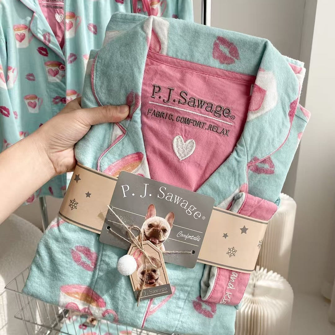Brushed Fleece Pajamas Thickened Loungewear Size M 1 count