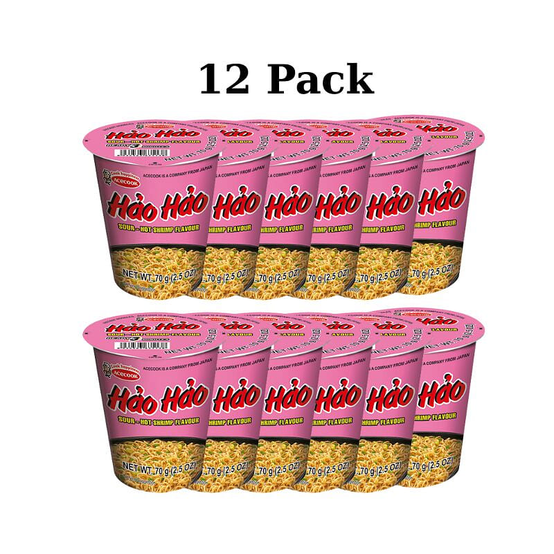 Acecook Hao Hao Hot & Sour Shrimp Flavour pack of 12 1 each