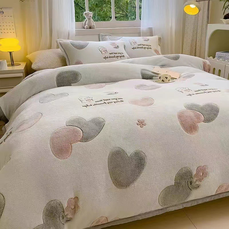 Heart[180x200cm for single person] Coral fleece blanket flannel blanket 1.87 lb
