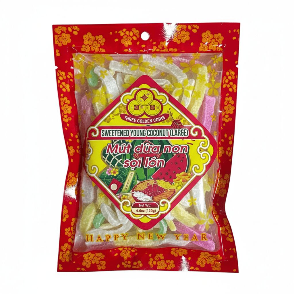 Sweetened Young Coconut Mut Dua Non (large strip) 130 g