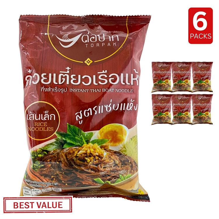 Torpak Thai Boat Rice Noodle, Spicy Dried 6 count