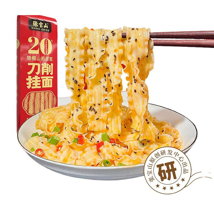 张宝山铁棍山药刀削面宽面淮山面宽 238g*1袋装