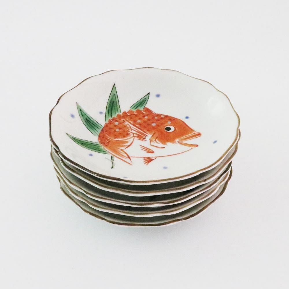 Kutani Ware Sauce Plate Red Fish 5set 5.19 × 5.19 in 5 count
