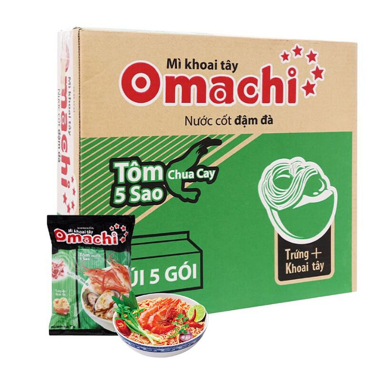Omachi Mì Tôm Chua Cay Thái Đậm Đà (Thùng 30 Gói)