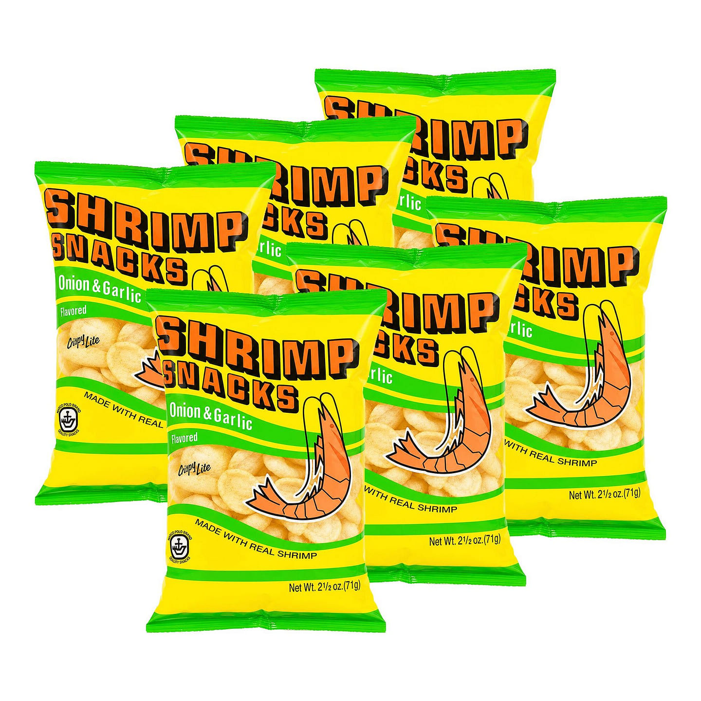 MARCO POLO Onion & Garlic Shrimp Chips 6 Bags 2.5 oz