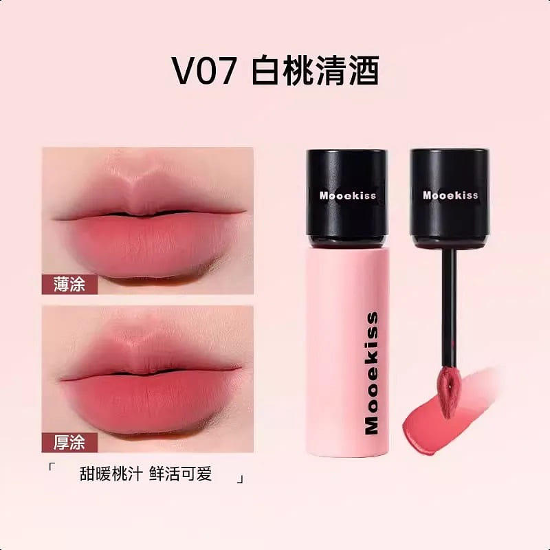 MOOEKISS Velvet Matte Lip Mud V07White Peach Sake 1 each