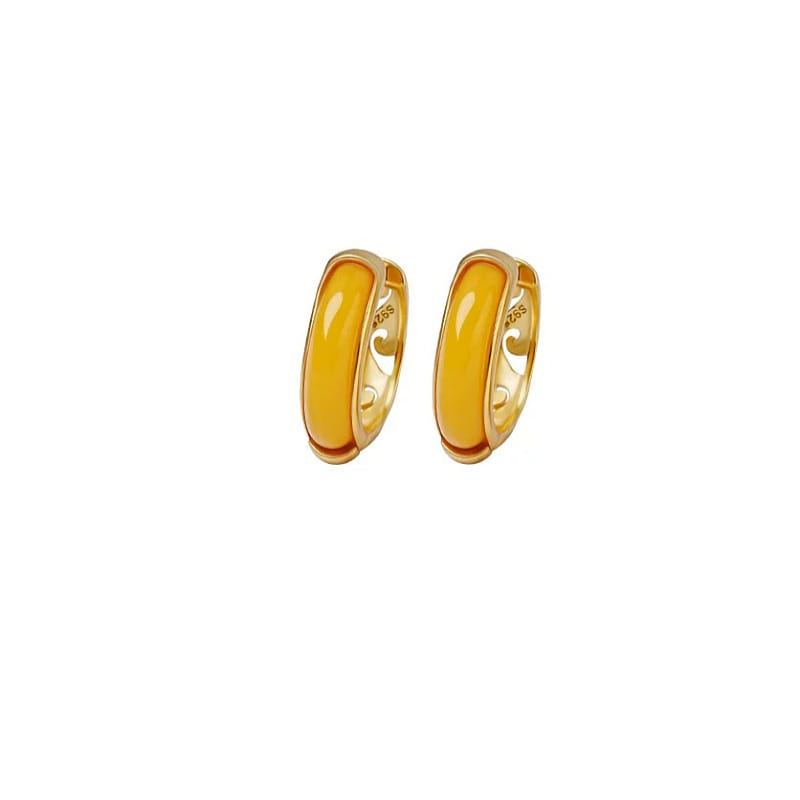 Honey Wax Amber Ear Button With Autumn Charm16*4mm 1 box