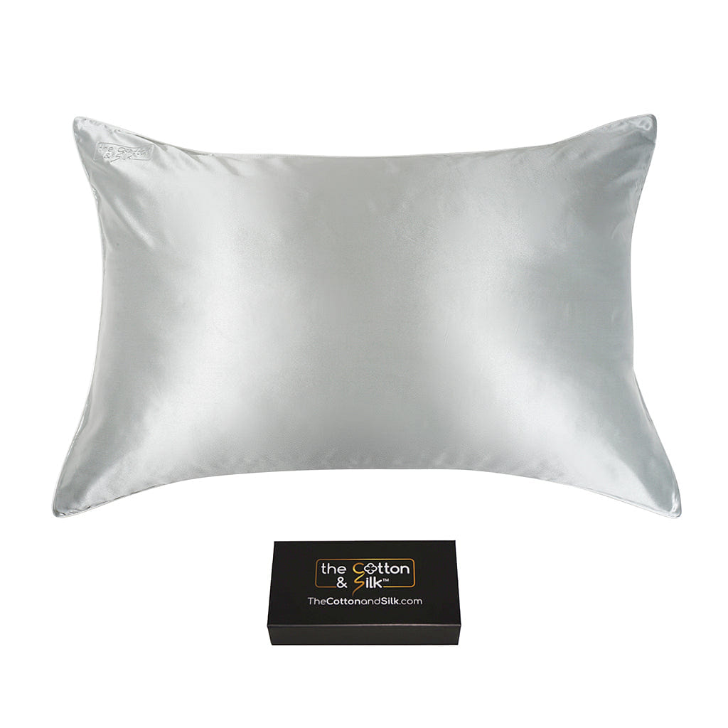 Luxurious 22 Momme Mulberry Silk Pillowcase, Silver Queen (20“ x 30“) / Silver 0.5 lb