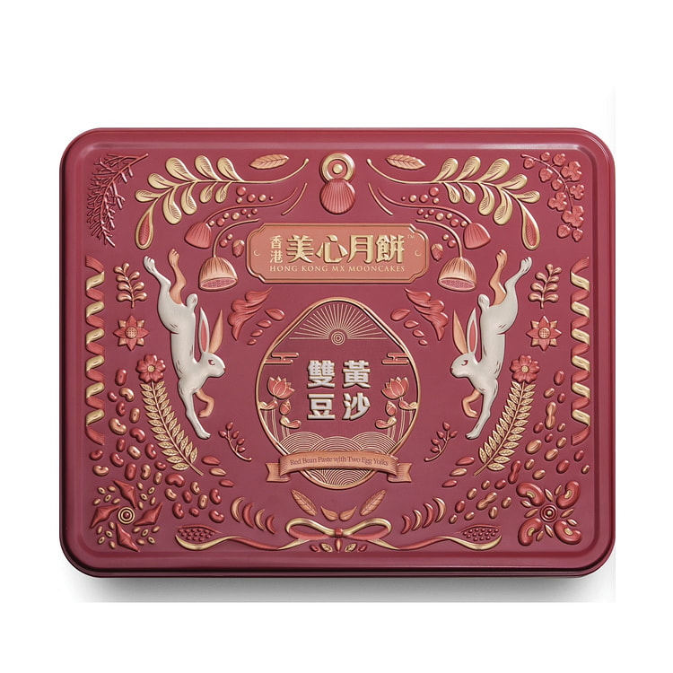 香港美心 双黄豆沙月饼 4枚入 740g 1 盒