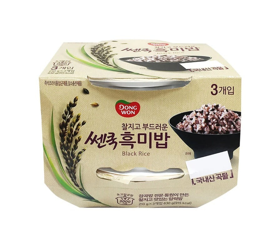 Arroz Preto Cozido 3 pacotes Dongwon 630 g