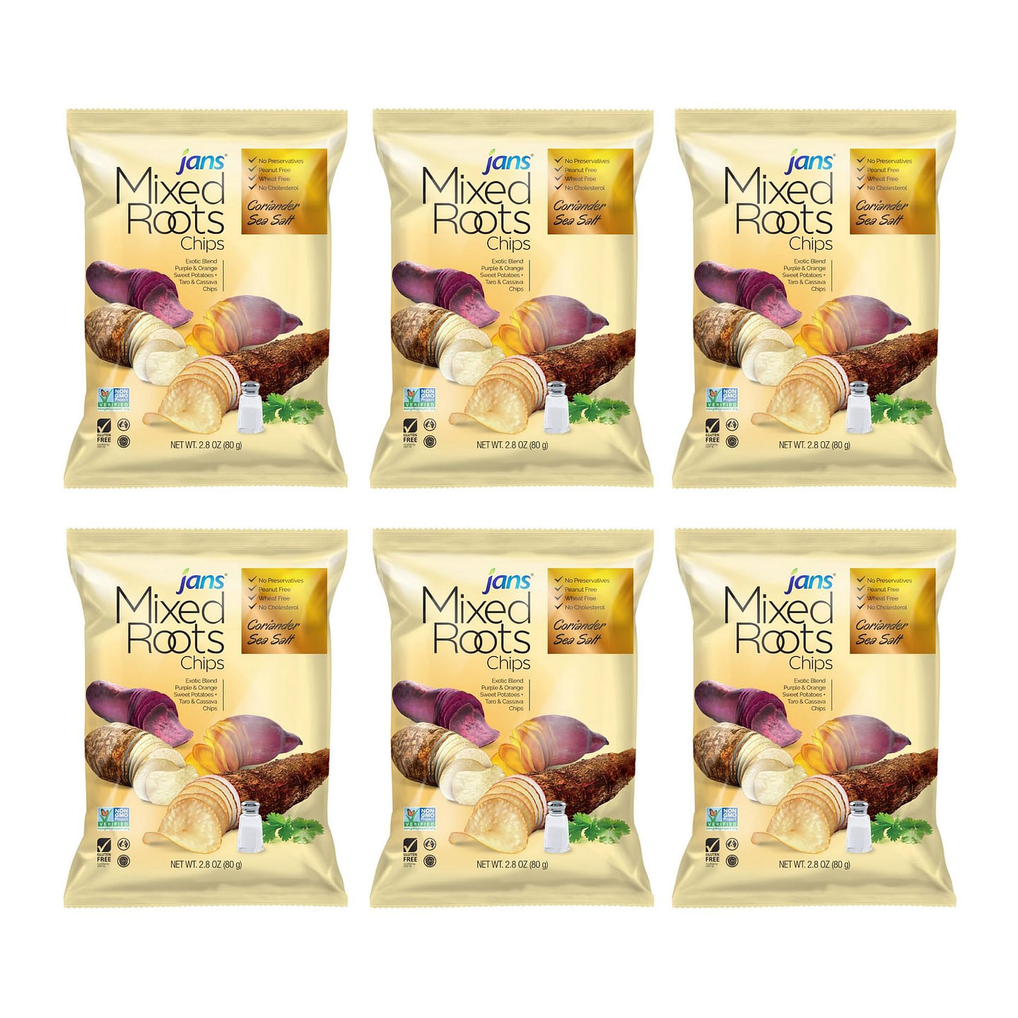 Mixed Roots Chips Coriander Sea Salt Pack of 6 2.8 oz*6 pack