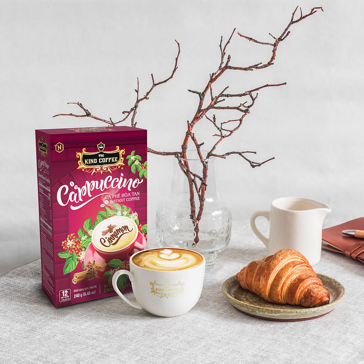 King Coffee Cappuccino Cinnamon Box 12 Sticks 12 count