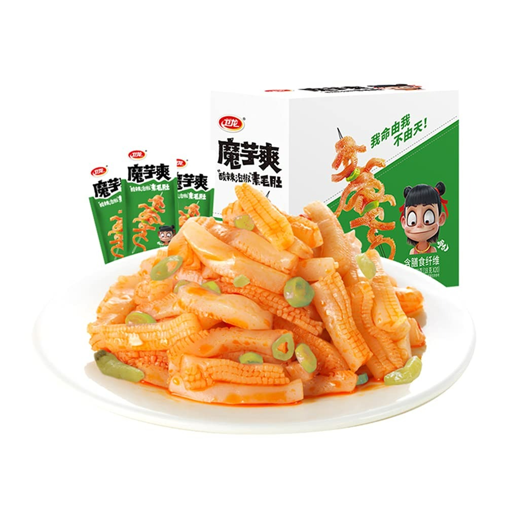 卫龙辣条香辣魔芋爽,辣条魔芋零食独立20小包装共计360g,低热量中国特色零食,来自卫龙大品牌 - 酸辣味,美国仓库发货,包邮,2-4日达 1 份