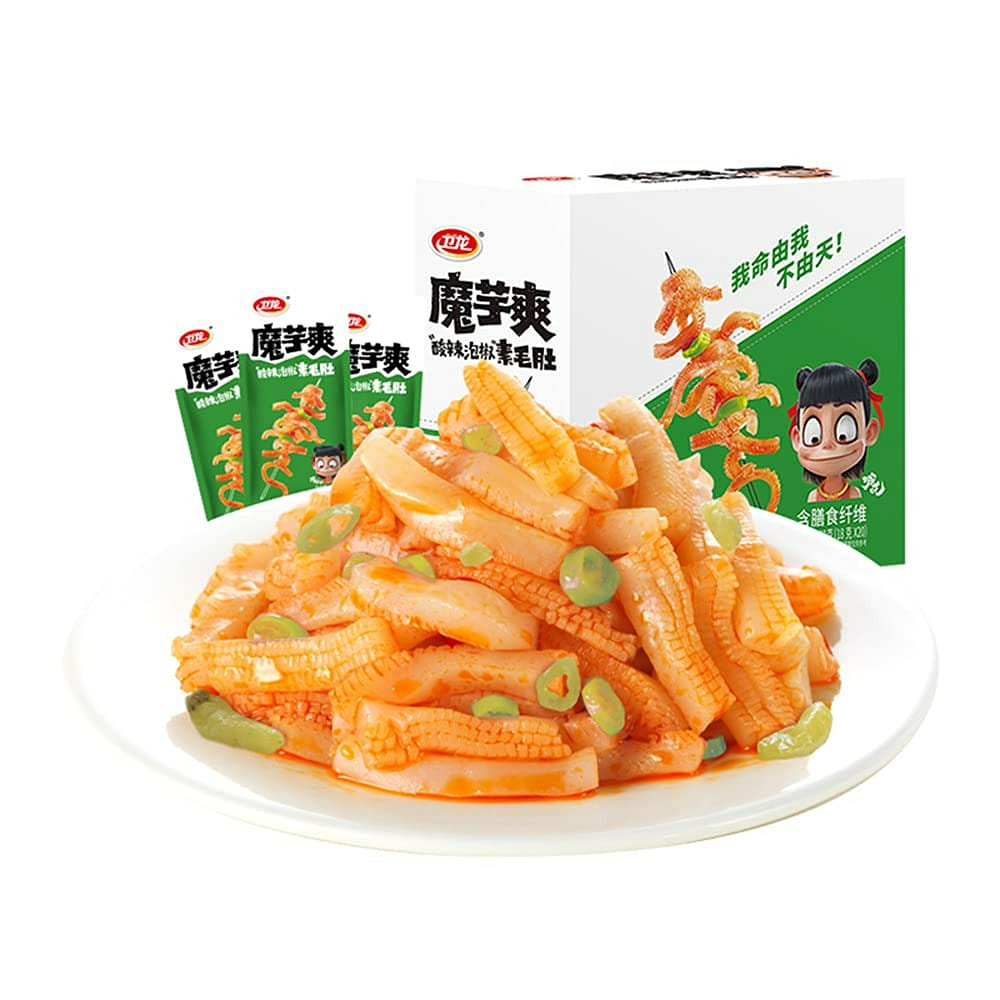 卫龙辣条香辣魔芋爽,辣条魔芋零食独立20小包装共计360g,低热量中国特色零食,来自卫龙大品牌 - 酸辣味,美国仓库发货,包邮,2-4日达 1 份