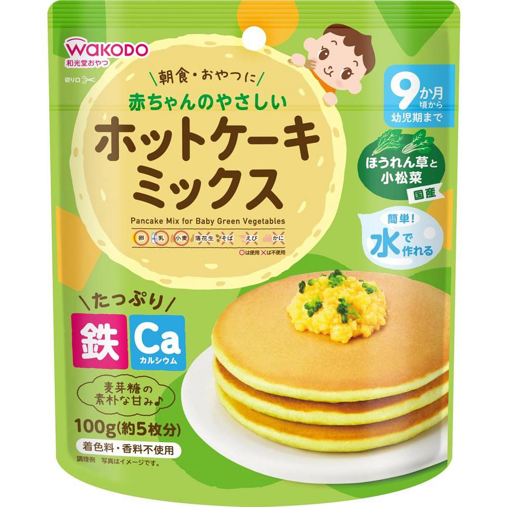 WAKODO 宝宝辅食菠菜+小松菜松饼粉9M+ 1 份