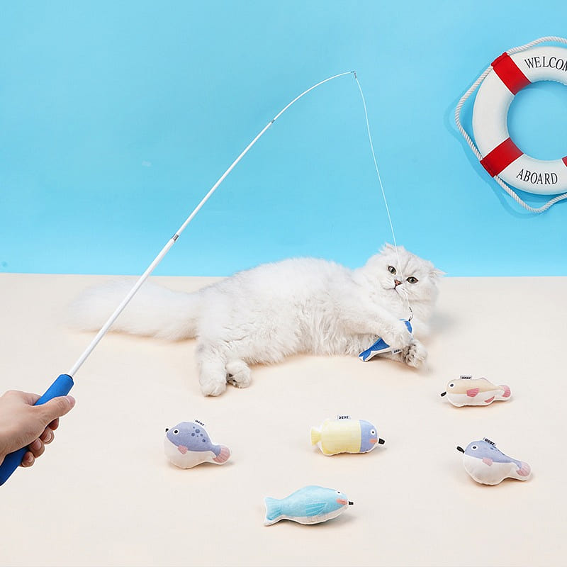 ZEZE-Telescopic rod fishing cat toy 1 each