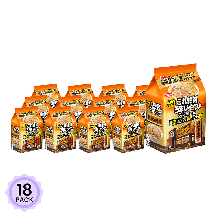 Nissin Premium Ramen Noodle Miso & Sesame Oil 3 Servings 324 g*18 pack