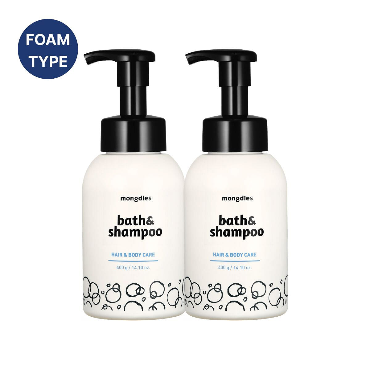 mongdies Baby Foam Bath & Shampoo 14.10oz – 2 Pack 2 count