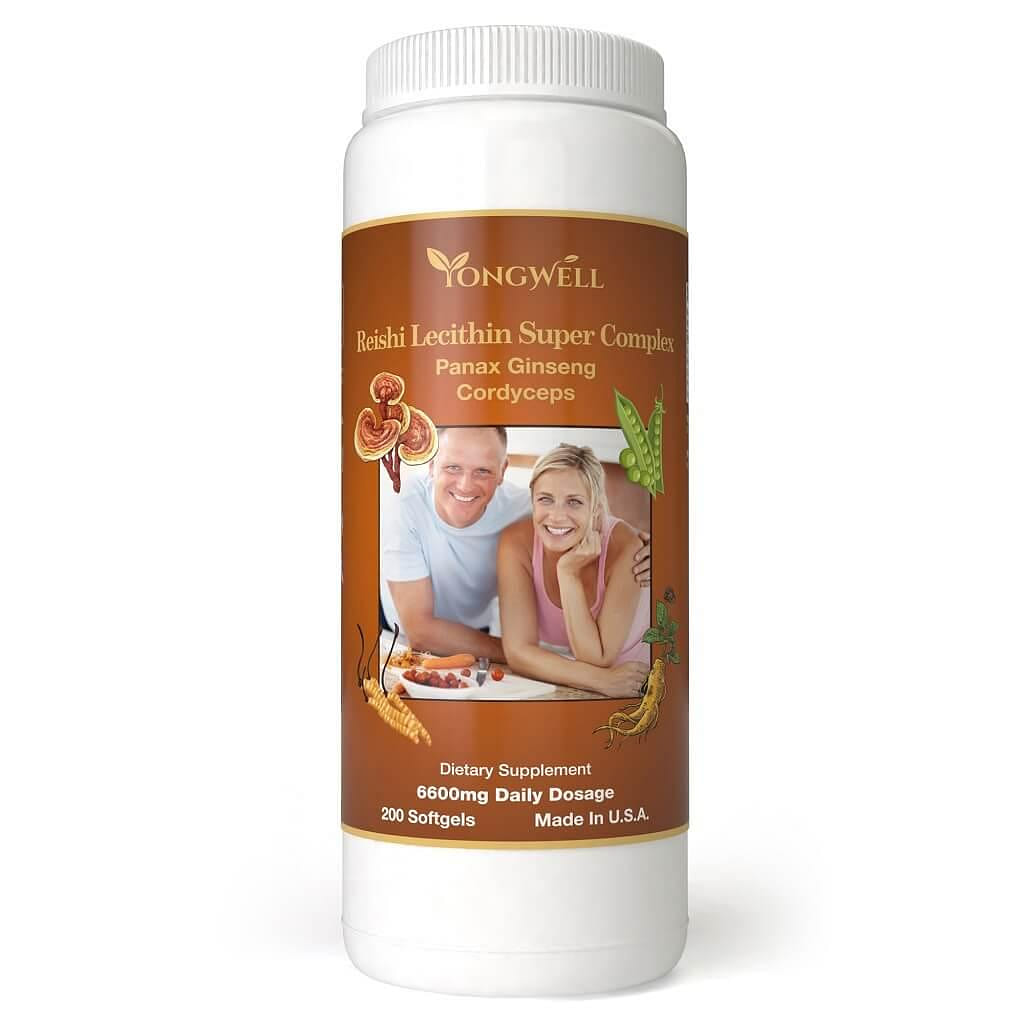 Reishi Lecithin Super Complex with Panax Ginseng & Cordyceps (200 Softgels) 1 count