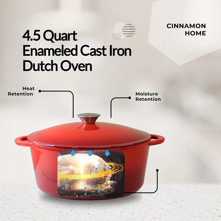 Cinnamon Home珐琅锅4.5QT渐变红