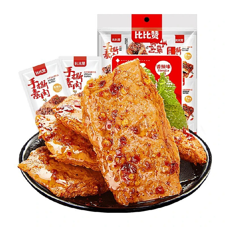 比比赞手撕瘦肉豆干辣条素牛肉休闲零食 香辣味20包