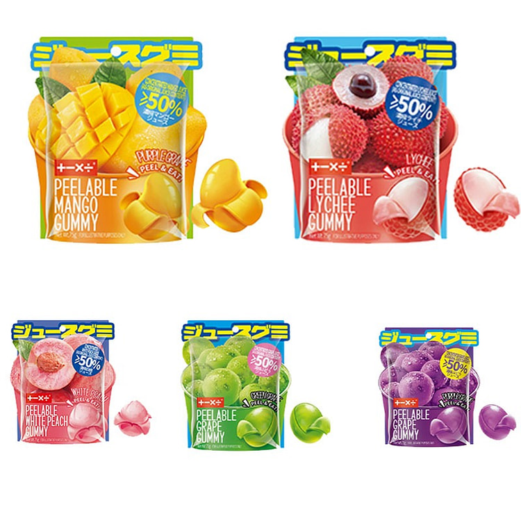3D剥皮水果软糖 - 5种口味混合装，含50%果汁 5 包