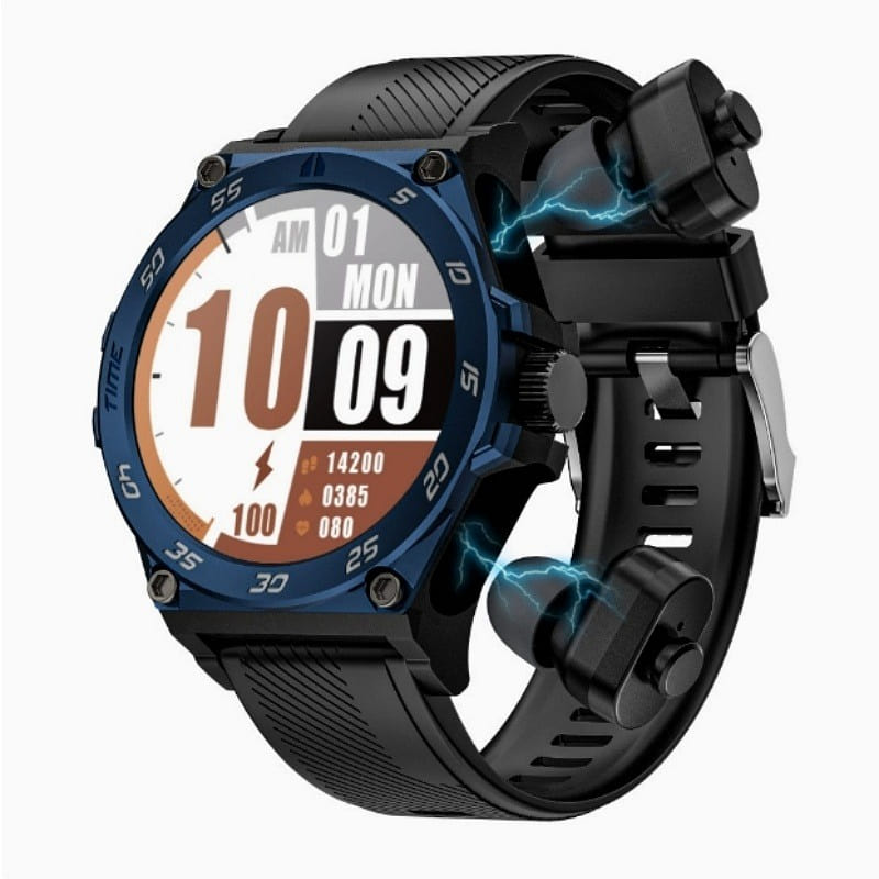 2-in-1 smartwatch with built-in earphones in blue 1 each