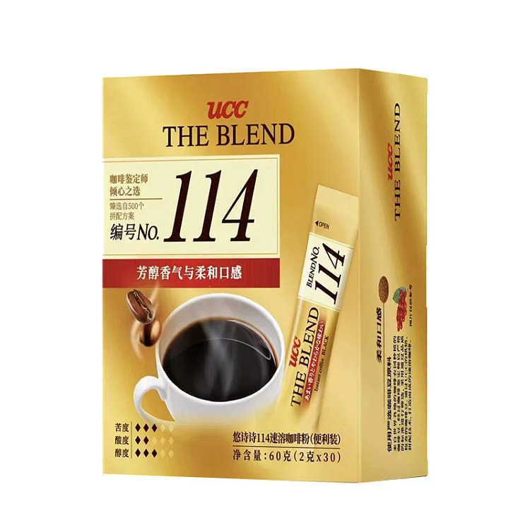 114 packs of instant coffee powder in 30 bags. 60 g