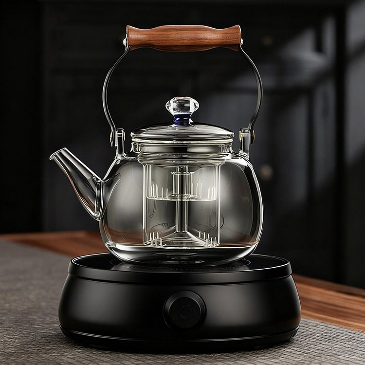 110V电陶炉煮茶家用煮茶器玻璃壶 黑圆炉加玻璃壶 1 份