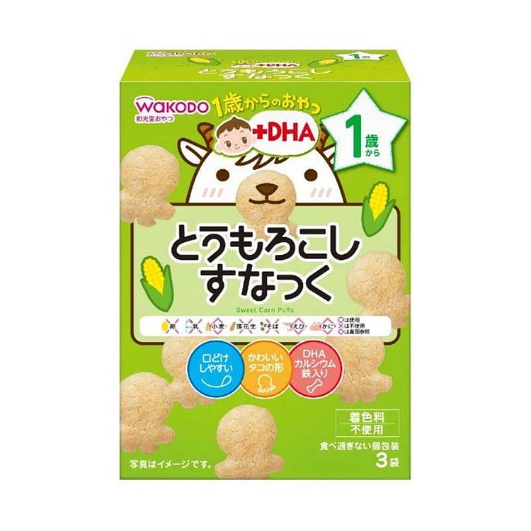 WAKODO 婴幼儿玉米球米饼磨牙饼干 3袋入