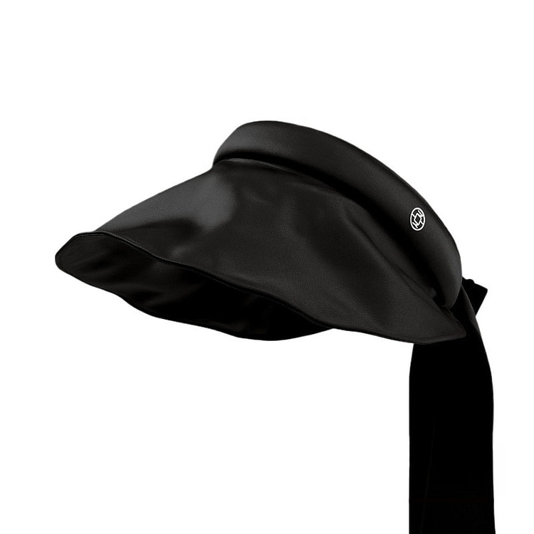 Silk Sunscreen Hat With Ribbon Style Black 52-58cm 1 box