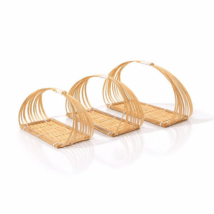 手工竹制食品托盘装饰（3种尺寸一套） 3 份