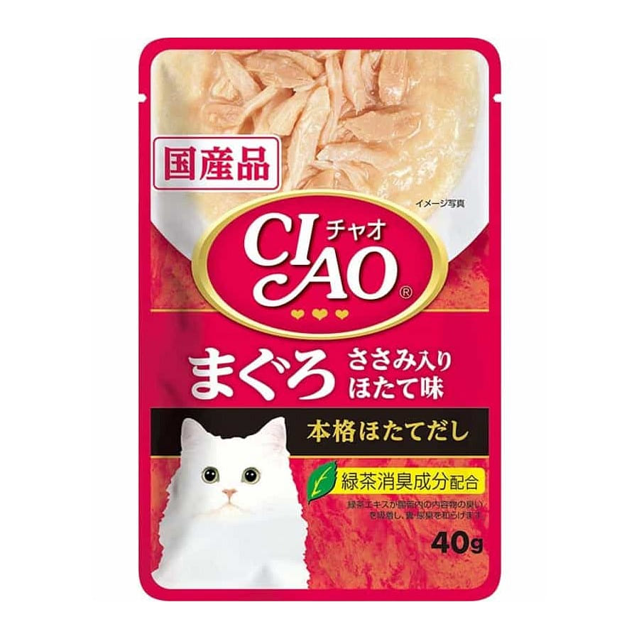日本 伊纳宝 猫咪零食 扇贝高汤 金枪鱼 鸡柳 40 克