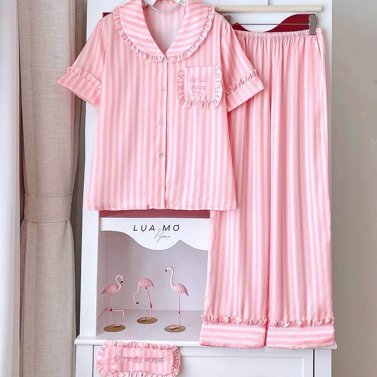 Premium Latin Silk Pajamas Pink SSLP Set 1 count