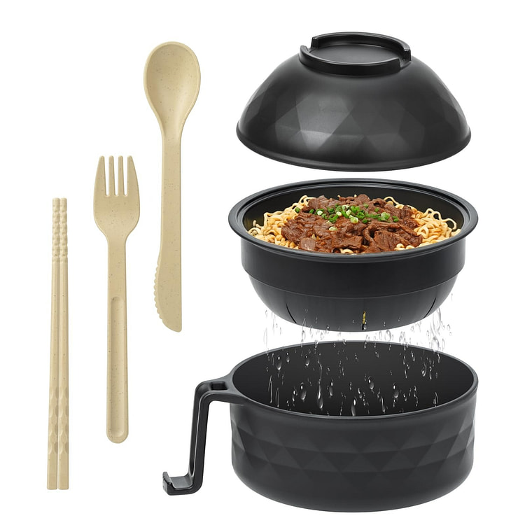 拉面碗6件套 泡面碗 汤碗饭碗 食品级可沥水泡面碗